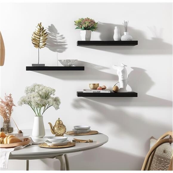 Wood Floating Shelves for Wall Decor, Rustic Wall Shelves for Bedroom Bathroom - Picture 7 of 8